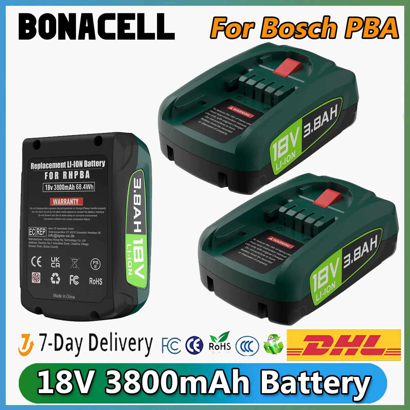 For Bosch PBA Battery 18V 3800mAh Replacement Battery For Bosch Home & Garden PBA PSB PSR 18V Battery Tools AL1880CV AL18815CV