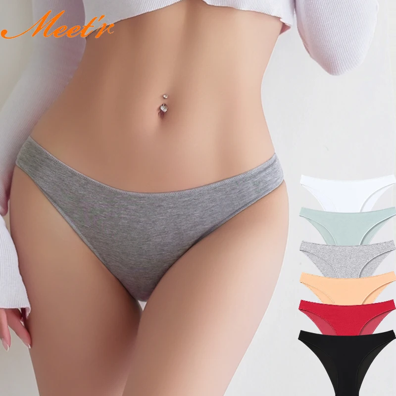 Meet'r Comfortable Cotton Underwear for Women Breathable Low Waist Panties, Seamless Lingerie Oversize Yoga Shorts