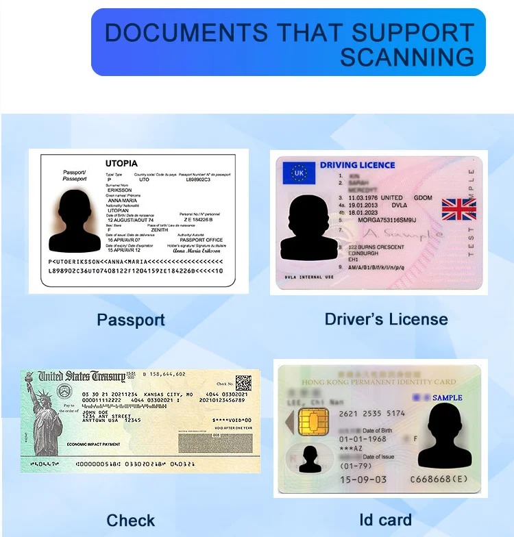 Factory price USB RS232 wireless wired OCR barcode reader handheld MRZ 2d barcode Scanning gun