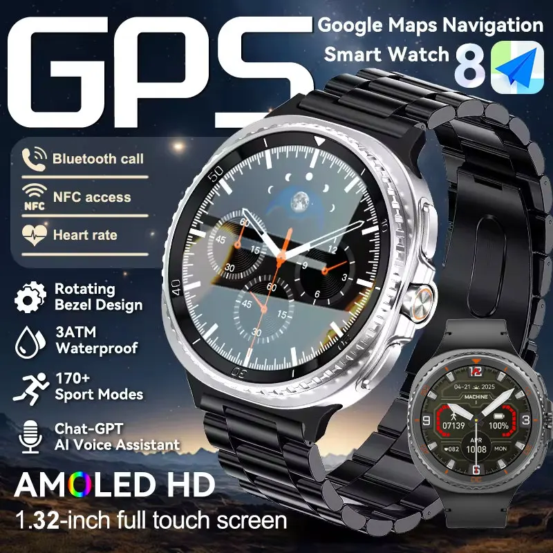 

2025 New Hot Health monitoring Smart Watch Waterproof 1.32inch AMOLED Screen 100+ Sports Mode Bluetooth Call Music AI Voice