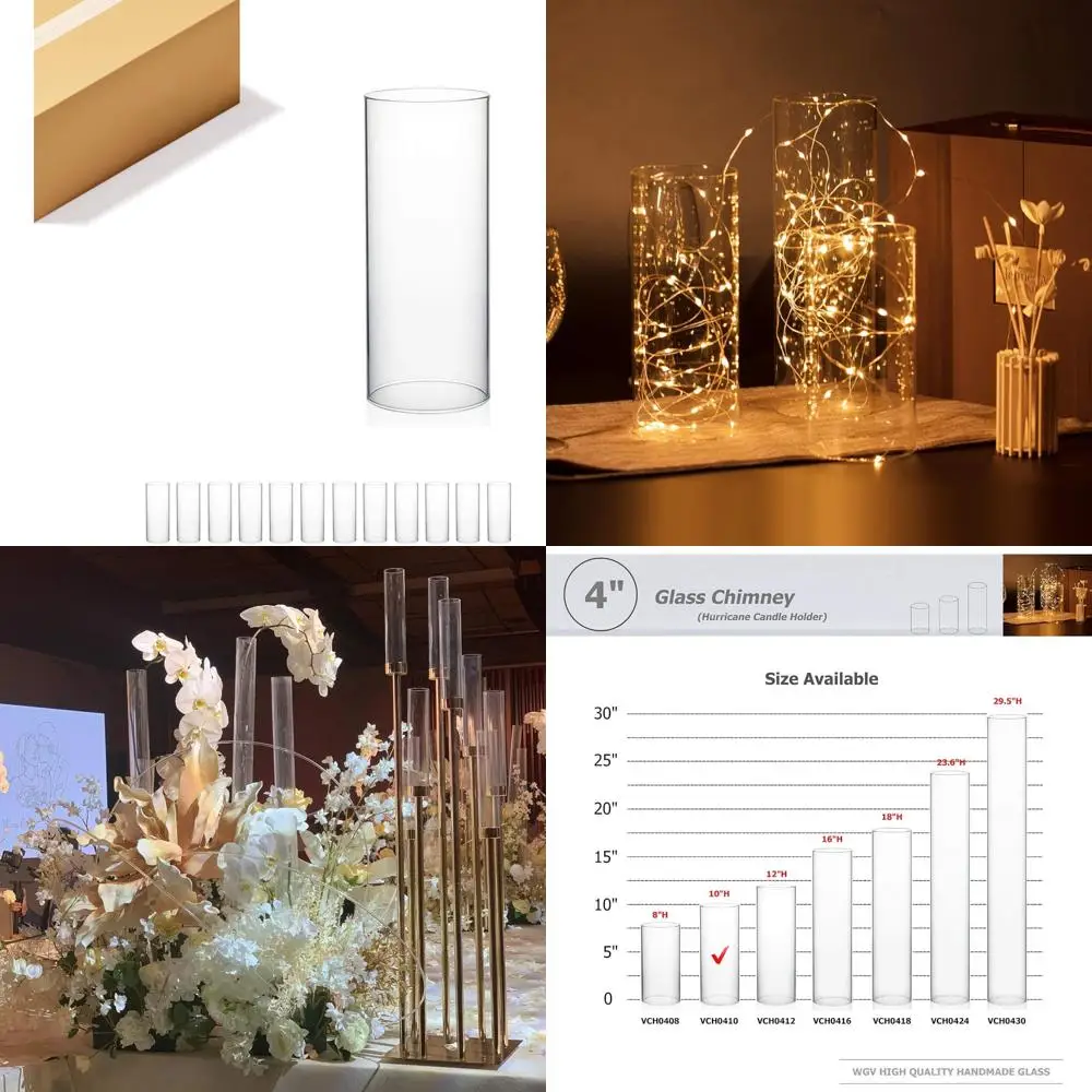 

Подсвечник из прозрачного стекла с ураганом, широкий, 4 диаметра, 10 высот, открытый цилиндр с трубкой для дымохода и абажуром, идеально подходит для Open-E