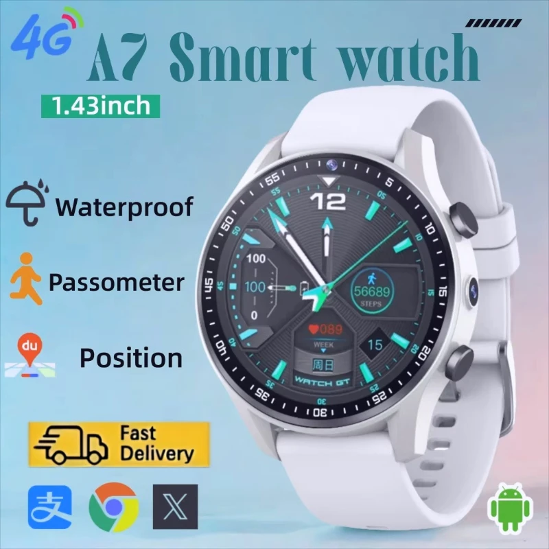 5G Android Smart Watch Dual Camera Video Call SIM Card WiFi GPS Waterproof HD Touch Screen AI App Download for Men Women Adults