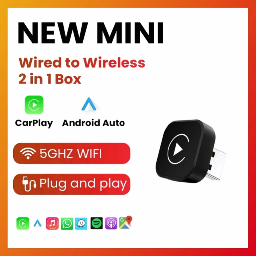 2in1 Wireless CarPlay Dongle Wireless Android Auto Adapter AI Smart Box Car Intelligent Systems For Car With Wired CarPlay