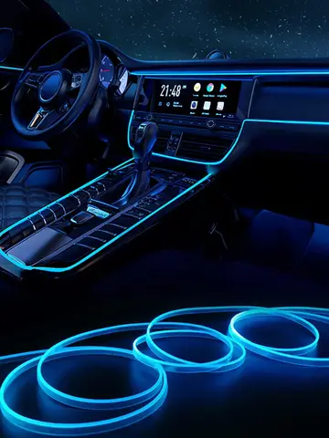 Interior do carro lâmpadas decorativas tiras atmosfera lâmpada luz fria painel decorativo console auto led luzes ambientais 1/2/3/4/5m