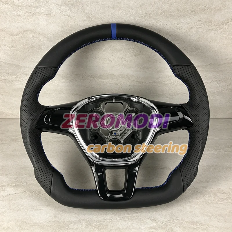 Custom Full Leather Sport Steering Wheel For Volkswagen VW Golf 7 MK7 No Paddle Shifter Holes Perforated Leather Replacement