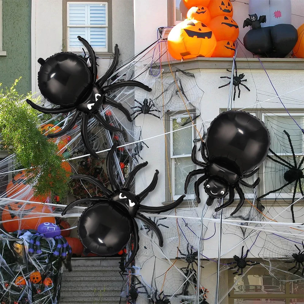 Halloween Party Decoration Black Spider Foil Balloons Large Mummy Spooky Helium Globs for Halloween Horror Decors Prop Supplies