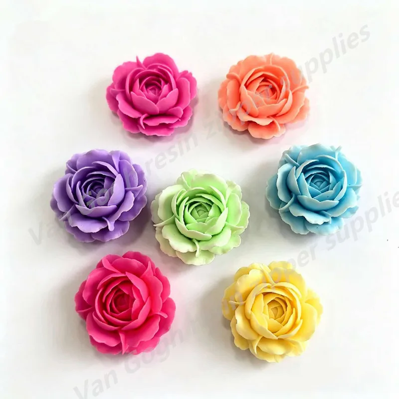 5 Stück Mix Neue Niedliche Harz-Blumen-Serie Flache Rückseite Scrapbooking DIY Schmuck Bastelzubehör Dekoration – Detail 1