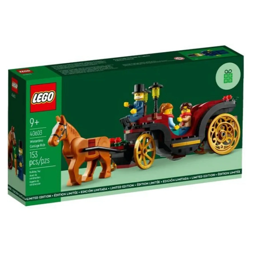 

LEGO Wintertime Carriage Ride 40603 GWP - Festive Minifigures, Golden Wheels, and Charming Design for Holiday Joy (153 pcs)