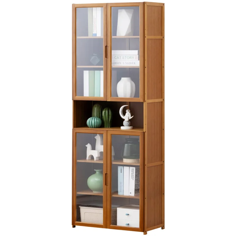 Custom. Floor Bookcase Shelf Integrated Display Cabinet with Cabinet Door Locker Multi-Layer Living Room Cabinet Simple Bookshel