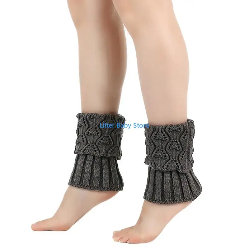 N80C Trendy Solid Color Leg Warmers Kids Comfortable Sock Sleeves Fashionable Knitted Leg Feet Cover for Various Occasion