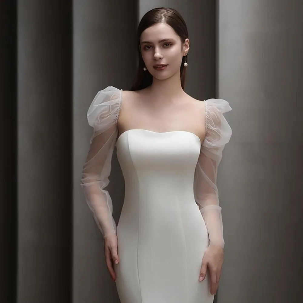 

Elegant Transparent Bridal Sleeves Breathable Yarn Arm Covers Thin Detachable Sleeves