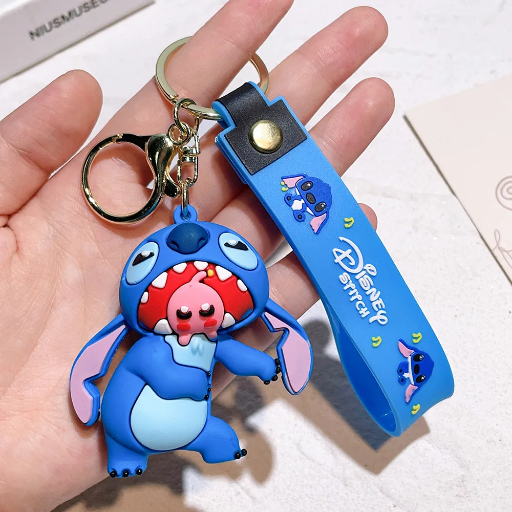 New Anime Disney Keychain Cartoon Lilo Stitch Cute Doll PVC Model Keyholder Ornament Key Chain Car Pendant Kids Toys Xmas Gifts