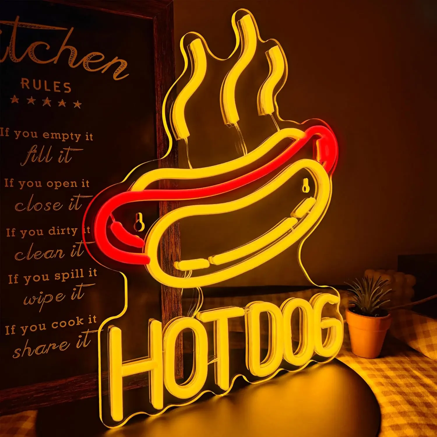 Hot Dog neon lights are used for wall decorations, hot dog LED signs are used for fast restaurant decorations, and store
