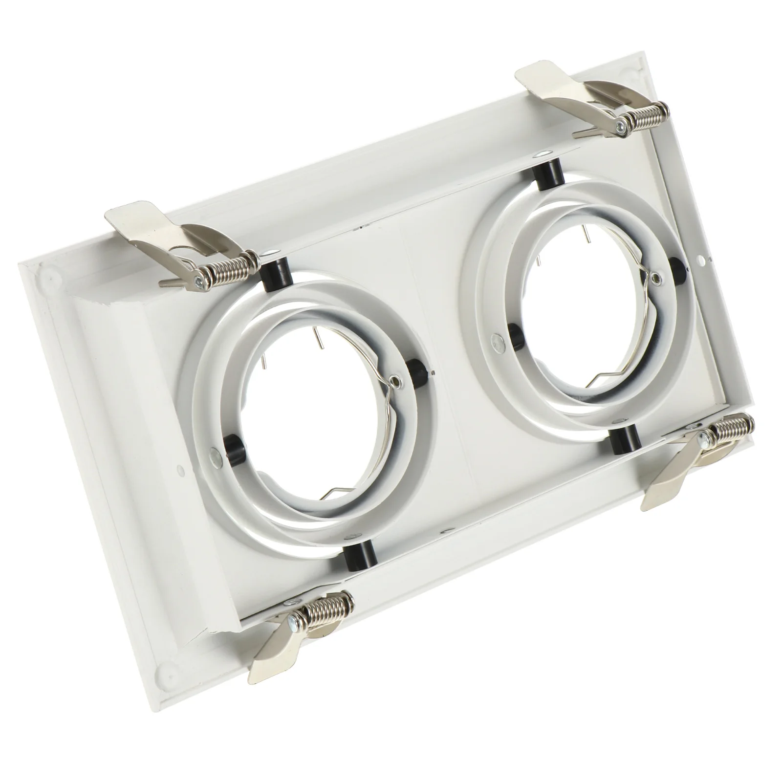 

LED Ceiling Housing Aluminum Adjustable Dual Head Mounting Frame GU10 Spotlights Trim Ring Holder Trim Practical