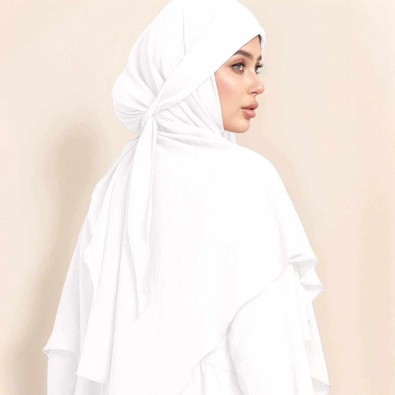 Eid Ramadan Een Laag Crêpe Lange Khimar Hoge Kwaliteit Moslim Islamitische Kleding Gebed Hijab Sluier Mouwloze Tops Boerka Abaya Sjaal