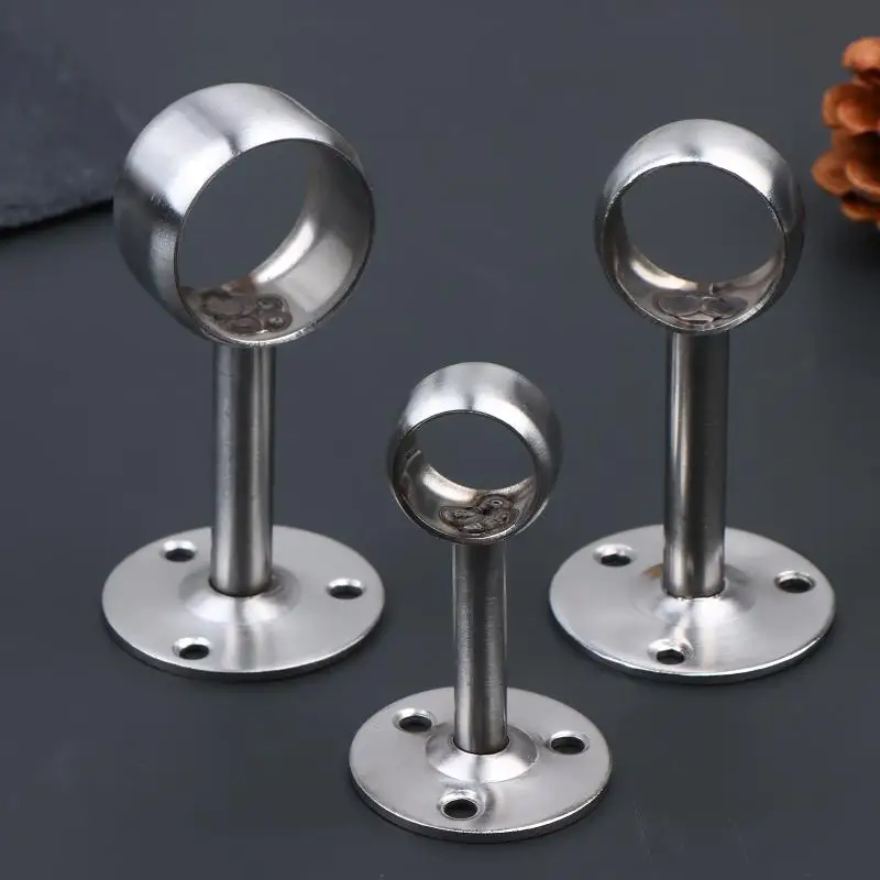 2Pcs Stainless-Steel Flange Rod Holder 19/22/25MM Ceiling Mount Curtain Rod Bracket Shower Curtain Rod Holder Pipe Flange Socket view 4