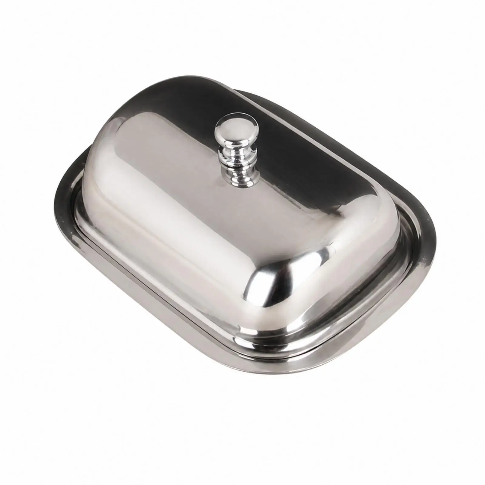 Mirror Polished Metal Butter Dish with Lid for Serving Cheese Snacks Pastries at Tea Time or Formal Dinner Table