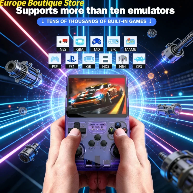 

Игровая консоль 2026 R36S Classic Retro с 3,5-дюймовым IPS HD-экраном, 128 ГБ памяти, предустановленными играми, портативная консоль на Linux