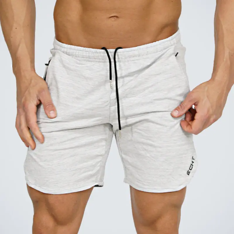 Summer Cotton Casual Shorts Men Gym Fitness Bodybuilding Workout Bermuda Male Short Pants Running Sports Bottoms Grey Sportswear