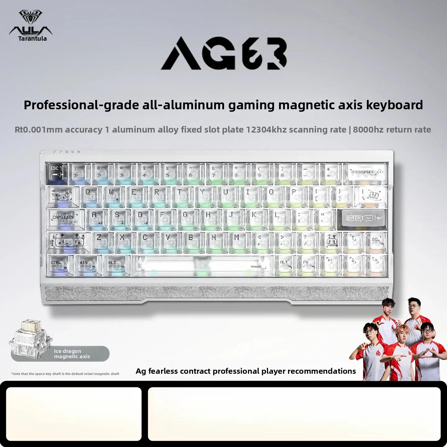 

NEW AULA AG63/AG63 Pro Magnetic Switch Keyboard All Aluminium 8K/32K RT0.001mm E-sports Mechanical Keyboard Low Delay Gamer Gift