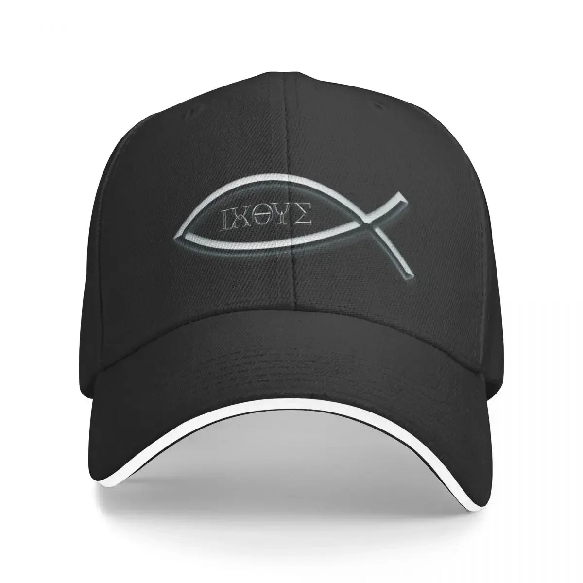 Silver Ichthys Christian Fish Symbol Baseball Cap Luxury Brand Sunscreen New In Hat Thermal Visor Women's Beach Visor Men's