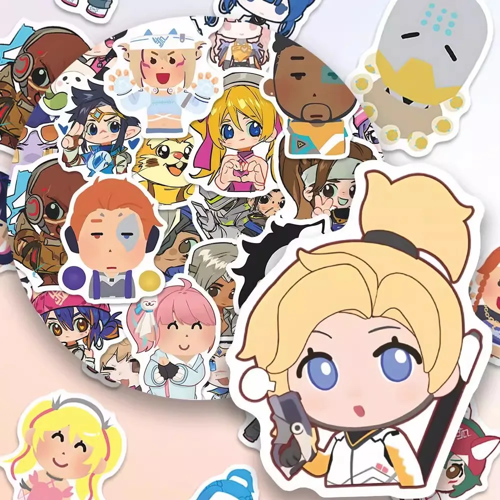 10/48Pcs Cute Overwatch Creative Fun Sticker for DIY Notebook Suitcase Water Bottles Toy Helmet Decoration Waterproof Desktop