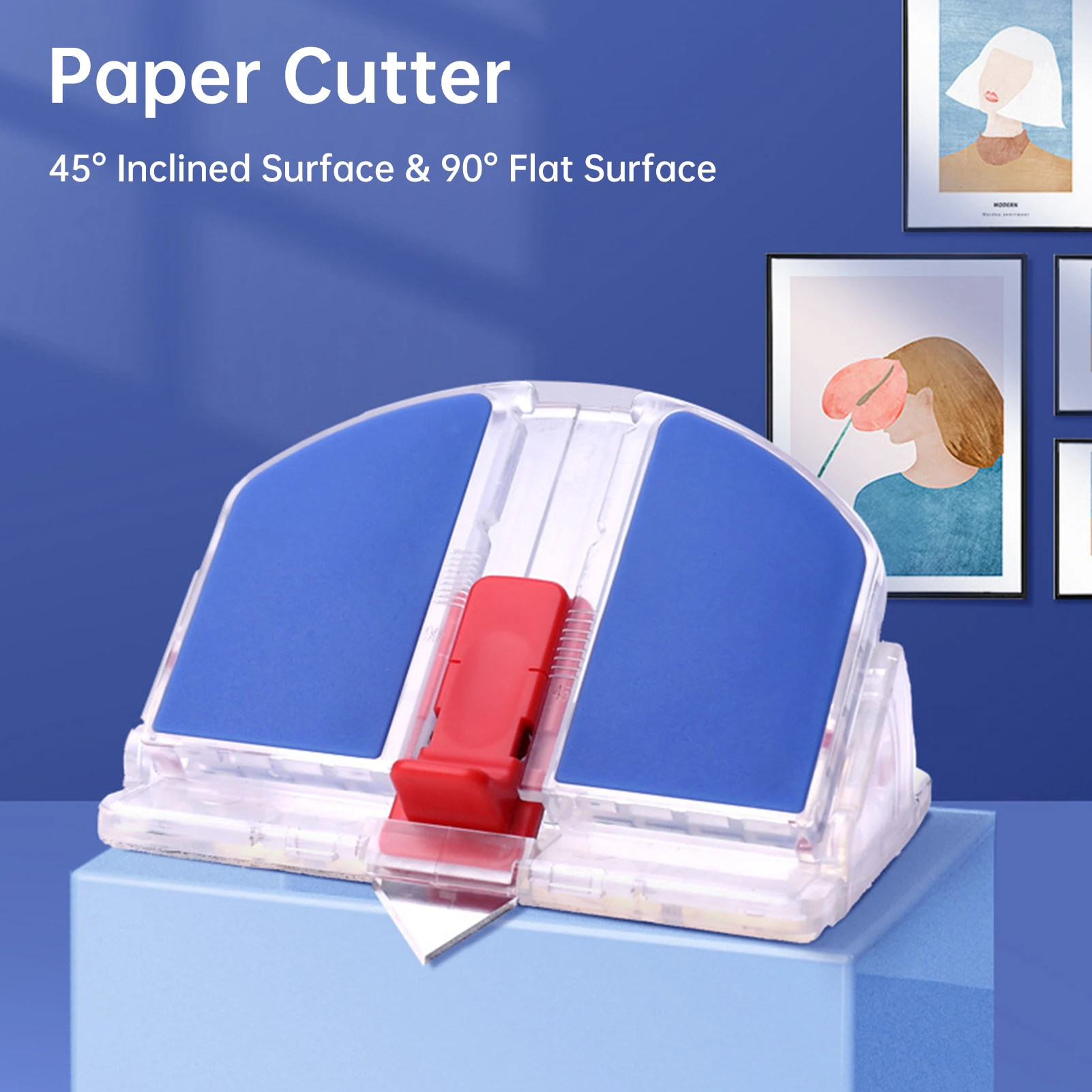 【New】KW-triO Paper Cutter Desktop Paper Trimmer 45° Inclined Surface 90° Flat Surface Safety Lock Design for Craft Photos