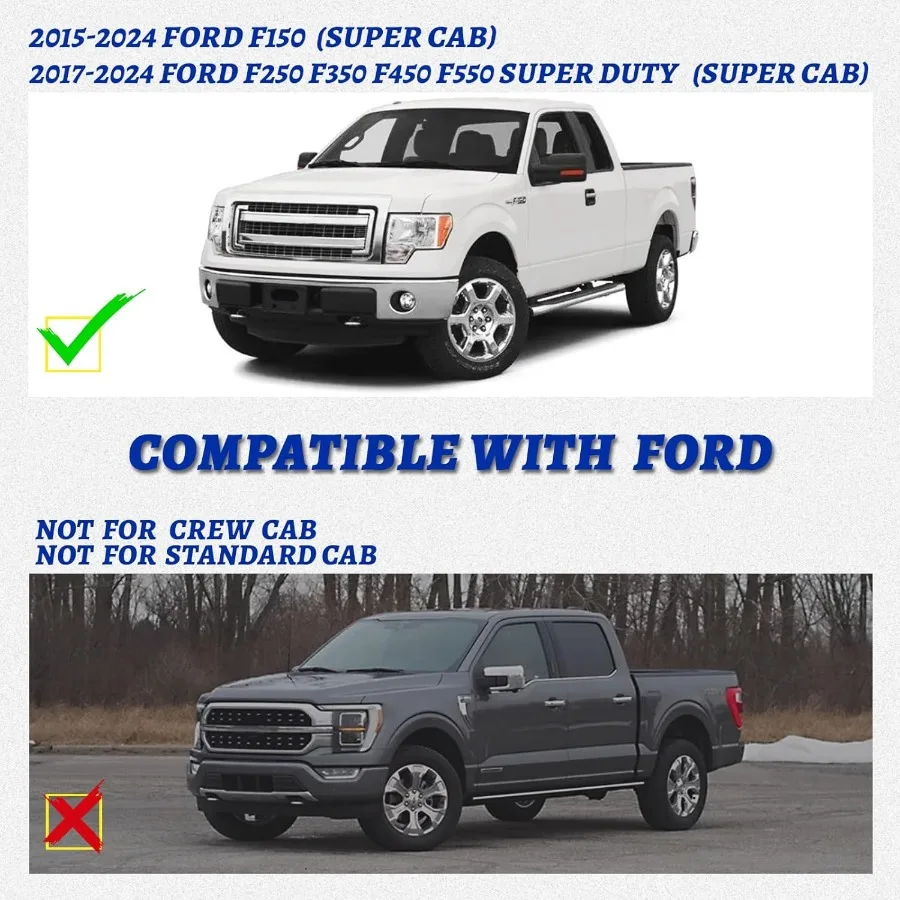 6.5 Treeplanken voor Ford F150 2015-2024 Super Cab Zijstappen met Zwarte Aluminium Nerf Bars Duurzaam Paar Running Boa