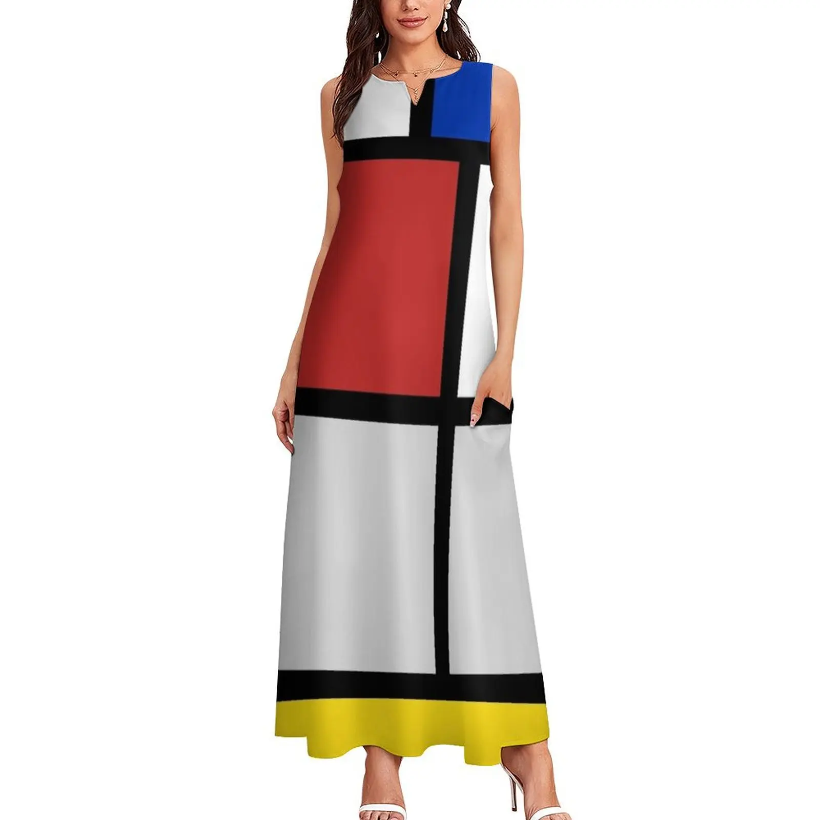 De Stijl artworks - Mondriaan Long Dress summer dress daily summer dress women 2025 Women's skirt