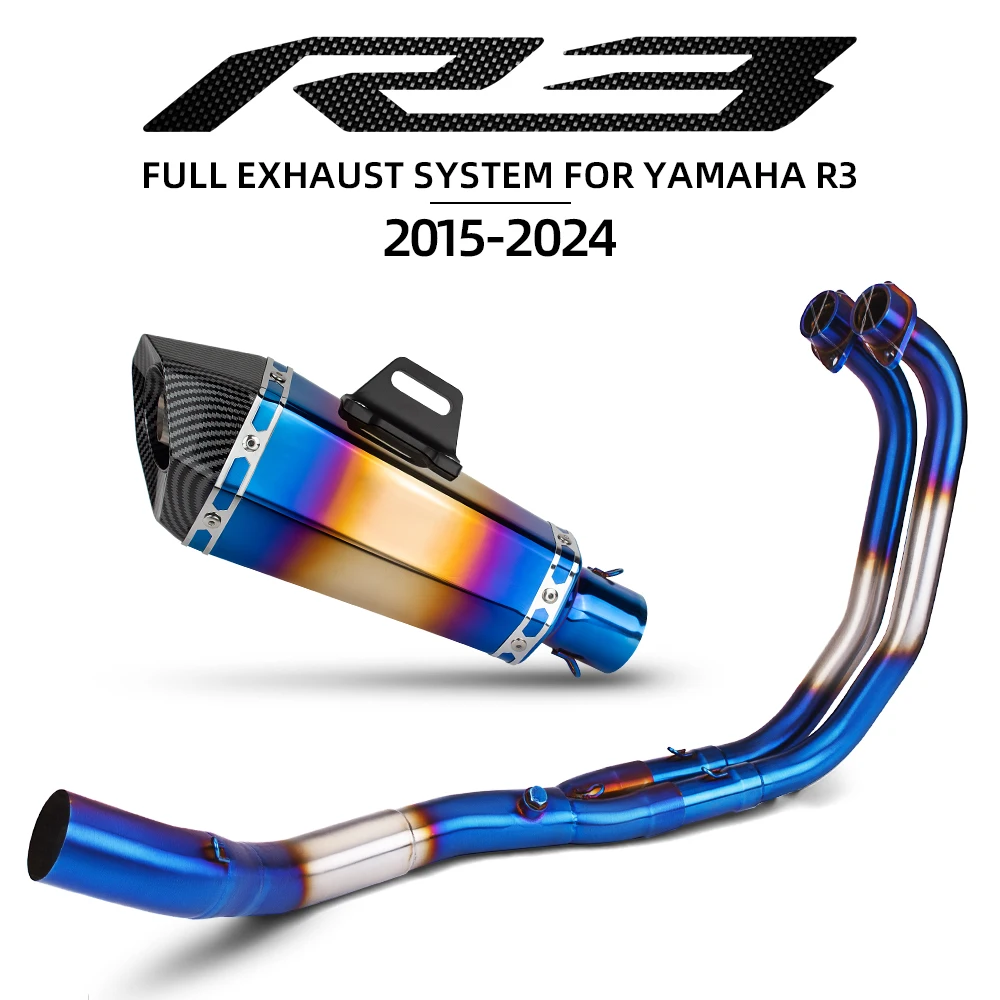 

MT25 Exhaust header pipe bule muffler For Yamaha R3 R25 MT03 MT25 2015-2026 motorcycle exhaust system moto escape kit