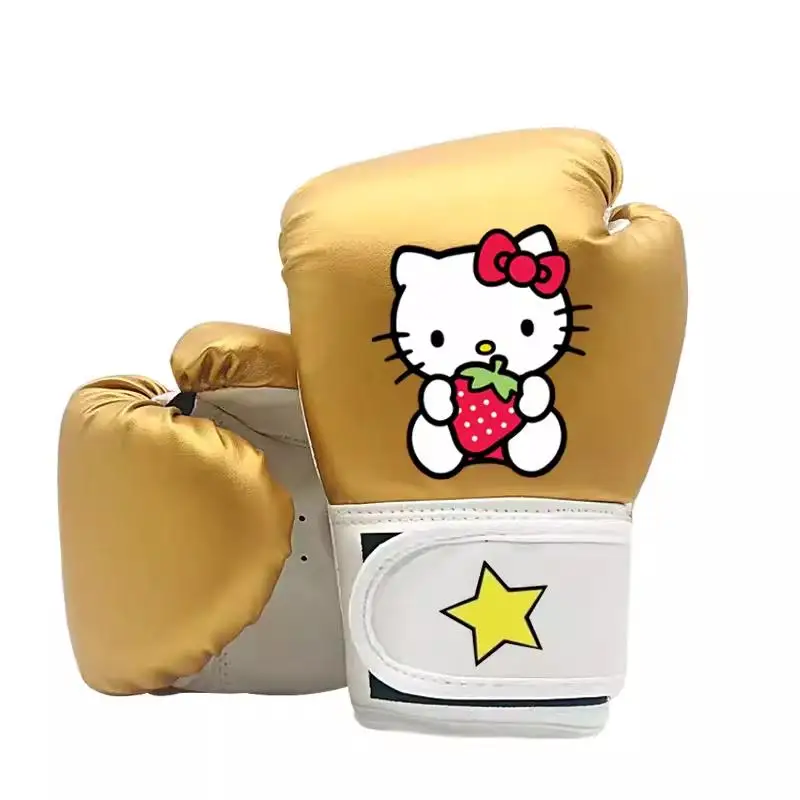 Hot Sanrios Child 40Z Boxing Gloves Suit Kawaii Hello Kitty Cartoon Cute Fight Training Sanda Muay Thai Gloves Fashion New Style