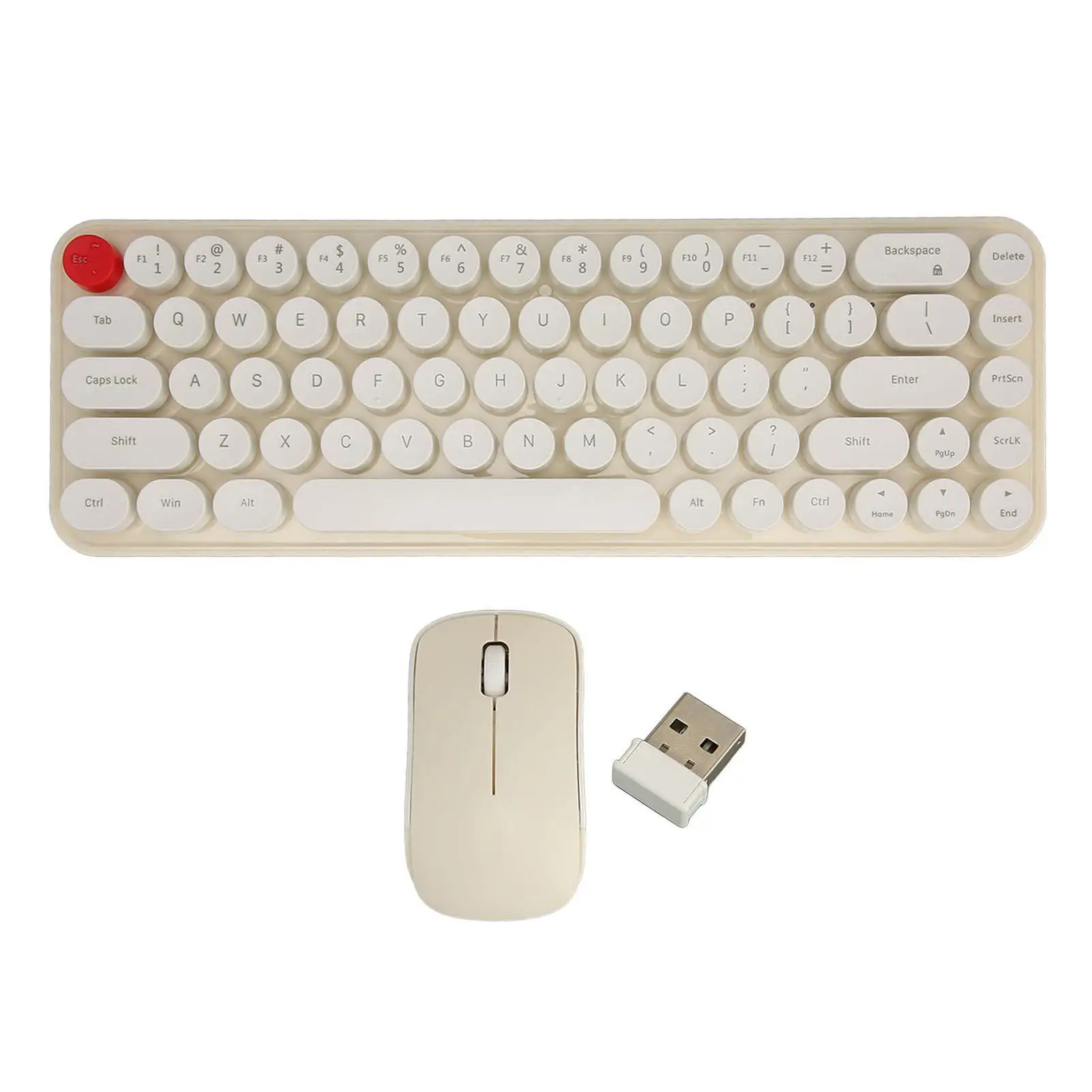 

Mini Portable Retro Wireless Keyboard Mouse Combo 2.4G Silent 68 Keys Ergonomic Rechargeable Office Set for Home Use