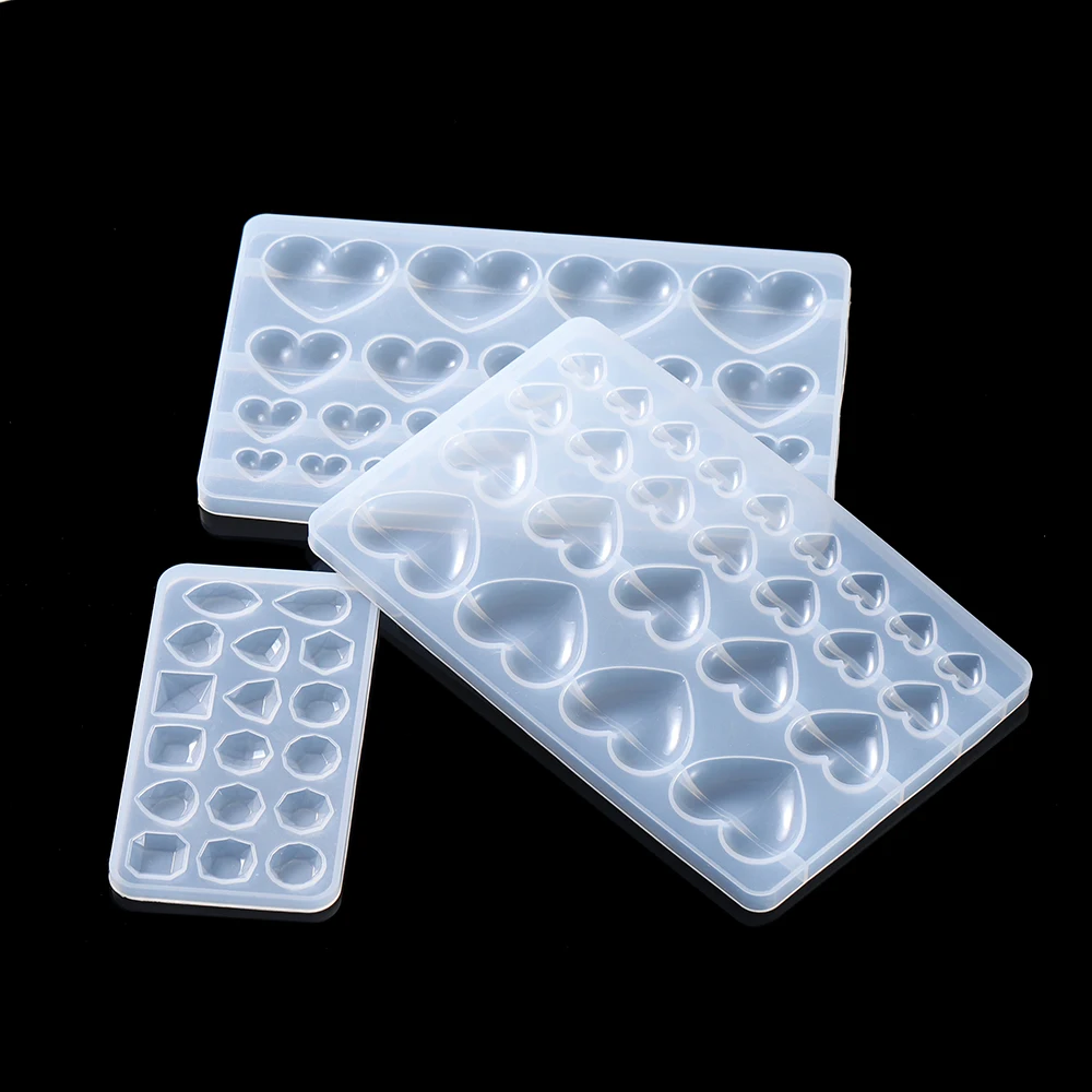 DIY 큐브 링 목걸이 팔찌 네일 아트 보석 패치 크리스탈 에폭시 수지 사랑 모양 실리콘 몰드 쥬얼리 만들기위한