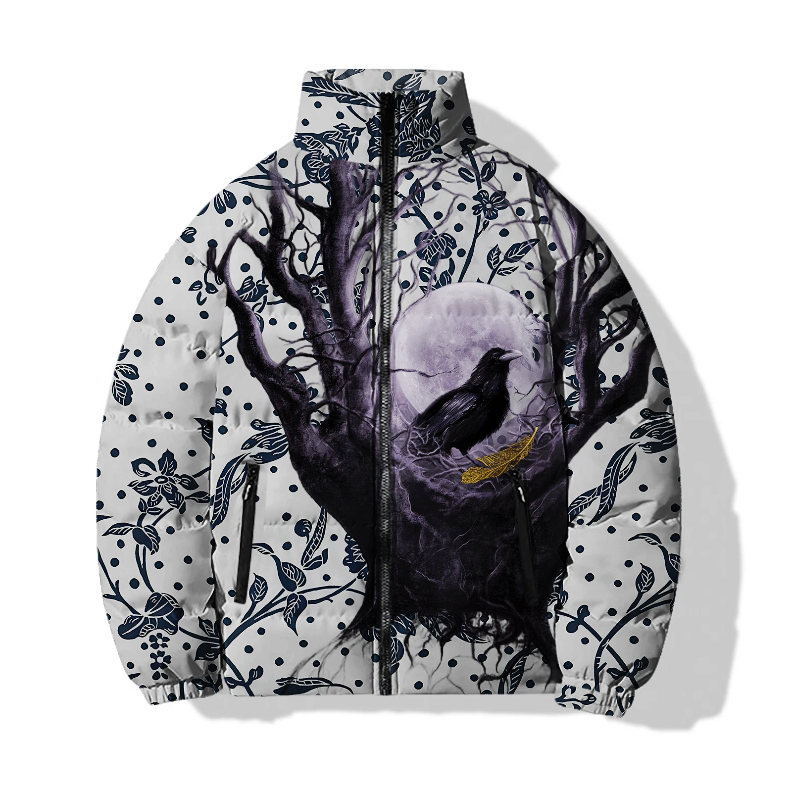 Fashionable Men\'s Cotton Clothing Personalized Bird Print Man Jackets Trendy and Comfortable Mens Coat Men\'s Winter Coats Parkas