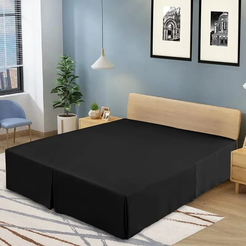 Premium Elegant Tailored Center & Corner Pleats Bed Skirt with Platform-Fade Resistant Fabric-22 Inch(55cm) Drop Bedspread