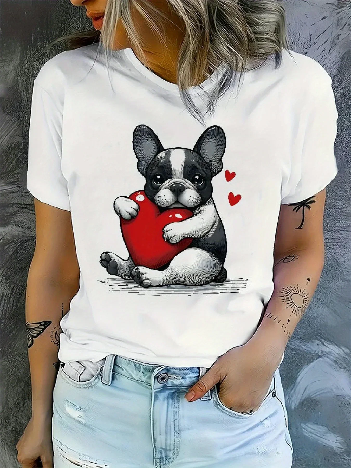 Camiseta de talla grande para mujer ropa gráfica de manga corta holgada e informal suave y cómoda transpirable deportes al