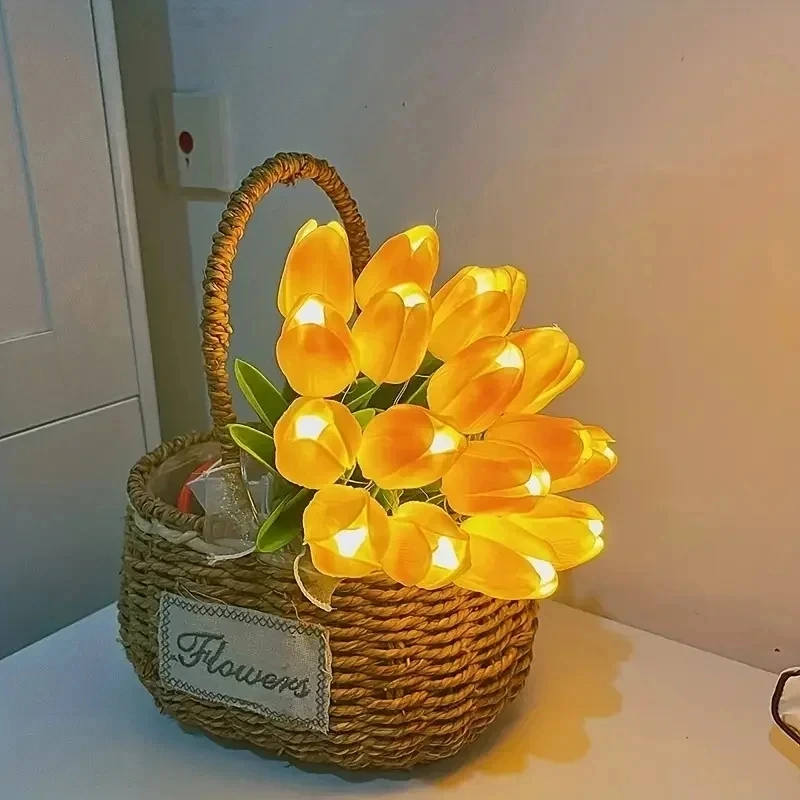 5/10pcs Tulip Simulation Flower Luminous LED Tulip Bouquet Tulip Night Lamp Christmas Wedding Valentine\'s Day Flower Home Decor