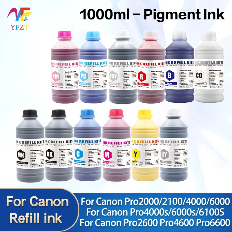 1000ml PFI1700 PFI2700 PFI3700 Pigment Ink For Canon Pro2000 2100 4000 Pro4000s 6000 6000s 6100 Pro6100S Pro2600 Pro4600 Pro6600