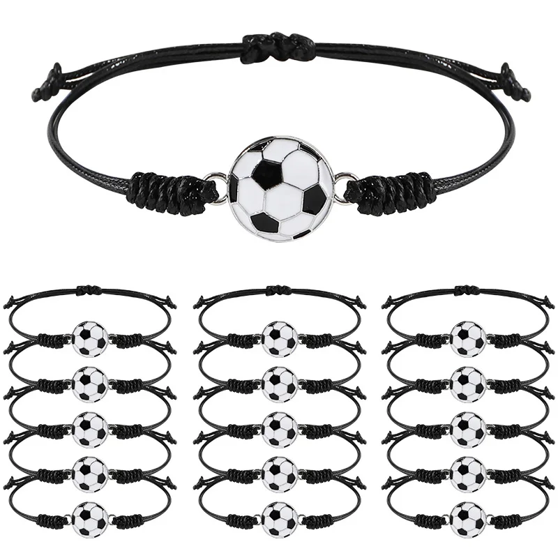 5/10 Stück handgewebtes Fußball-Armband, verstellbares Handgelenkseil für Damen und Herren, Sportspiel, Souvenir, Schmuck, Accessoires, Geschenk