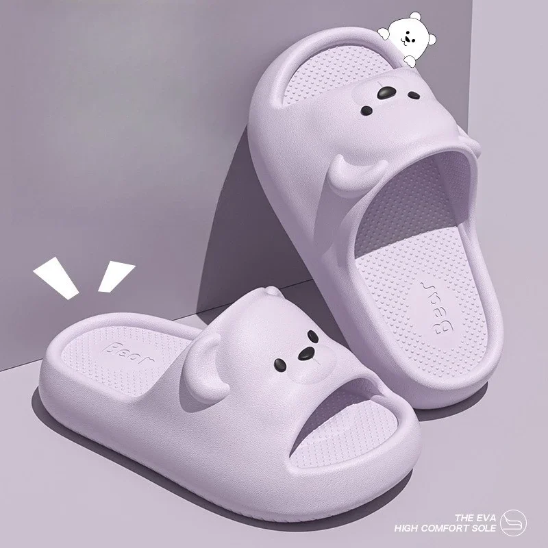 لطيف الكرتون الدب شبشب منزل للنساء 2025 جديد خفيفة الوزن لينة إيفا الشرائح امرأة الراحة المنزل الحمام عدم الانزلاق النعال