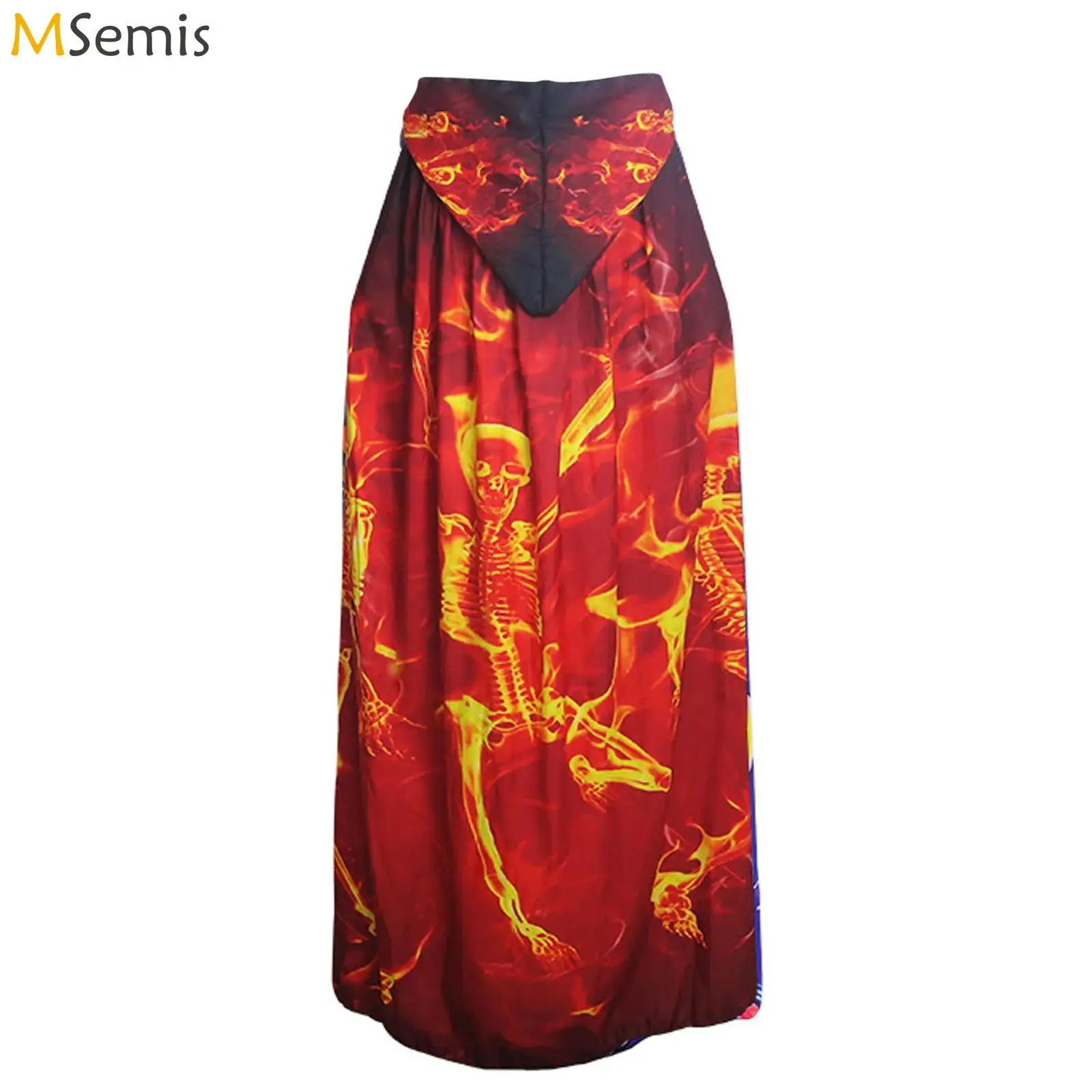 

Men Womens Halloween Ghost Witch Vampire Carnival Cosplay Costumes Hooded Skeleton Print Cloak Cape Party Gothic Hooded Robe
