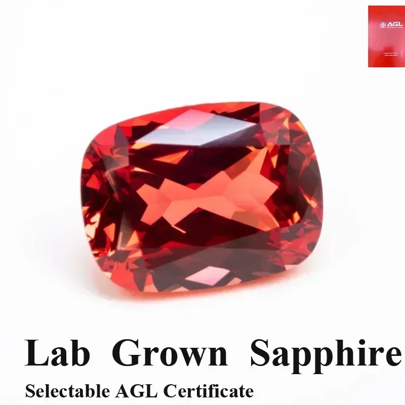 

Прямоугольная подушка VVS в форме заката, красный, выращенный в лаборатории сапфир, подвески «сделай сам», основные материалы, сертификат