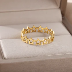 Star Rings for Women Gold Color Couple Stainless Steel Ring 2024 Trending Wedding Aesthetic fashion Jewelry Accesorios anillos