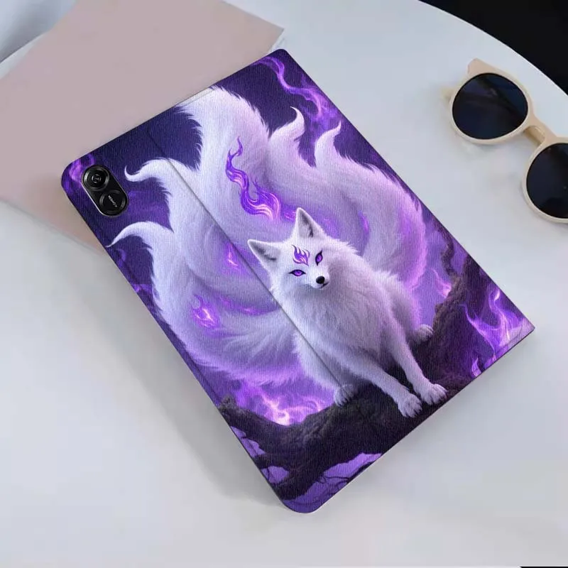 حافظة كمبيوتر لوحي بنمط عالم الثعلب ذو تسعة ذيل لهاتف Honor Tab Pad 6 7 8 9 X8 V7 V8 X9 13 X8a X9a Pro 10 Magic GT2 10.1 13.3 بوصة #6