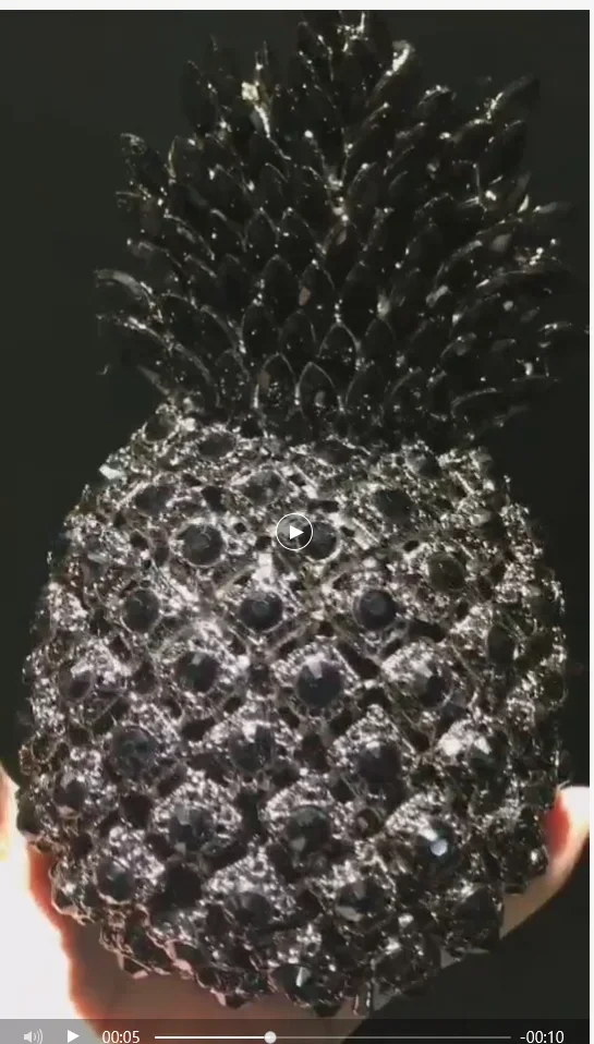 Women Black Crystal Pineapple Stone Evening Bags Cocktail Prom Party Clutch Dinner Female Purses Diamond Wedding Bridal Handbag