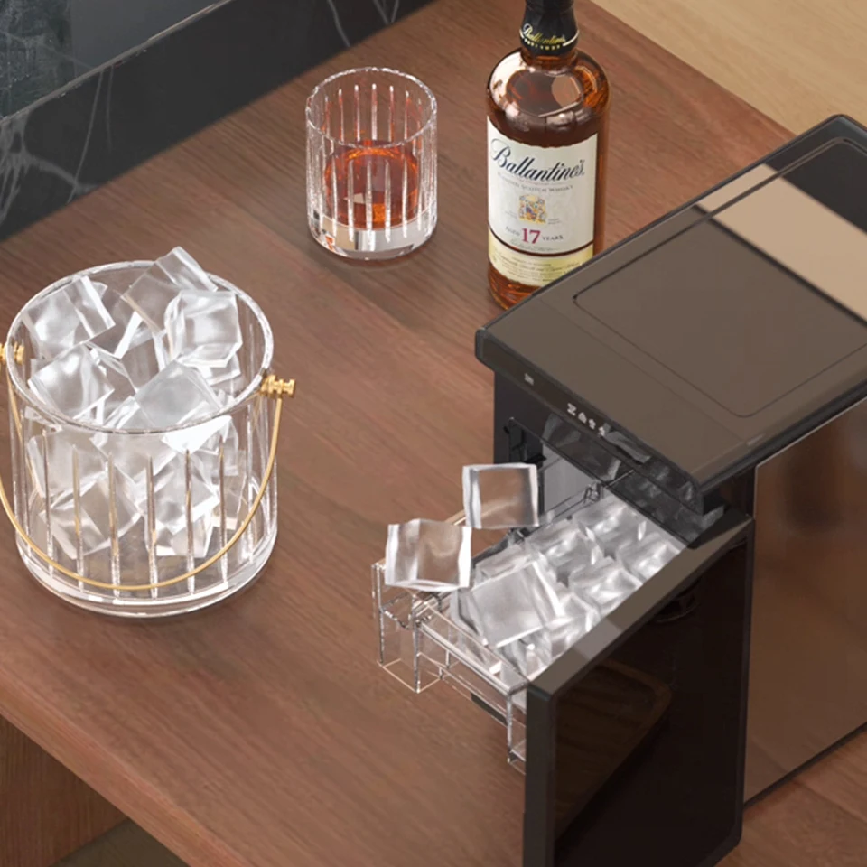 HZB25-Plus Home and Commercial Large Cube Ice Maker Solid Square Ice Machine for Whiskey Cocktails and Bar Use
