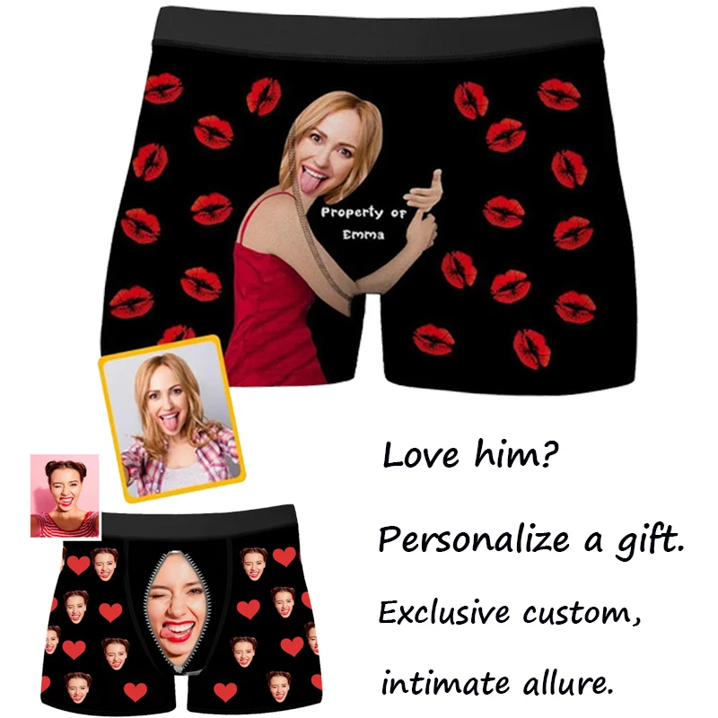 

Personalized Face Photo Underwear Custom Boxer Briefs Men Valentines's Day Gift for Husband Anniversary Gifts for Dad Custom Pic