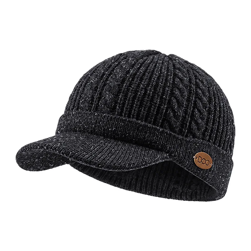 Men Autumn Winter Knit Baseball Cap Warm Thickened Wool Knitted Hat Outdoor Fashion Casual Beanie Hat Daily Streetwear