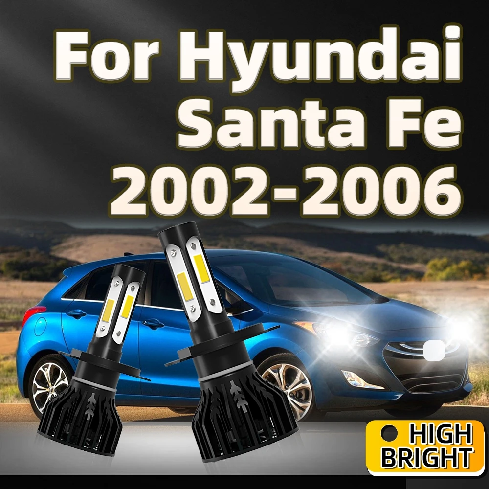 

2Pcs Led Headlight H4 Car Bulbs 160W Bright 4Side Chip 6000K White For Hyundai Santa Fe 2002 2003 2004 2005 2006