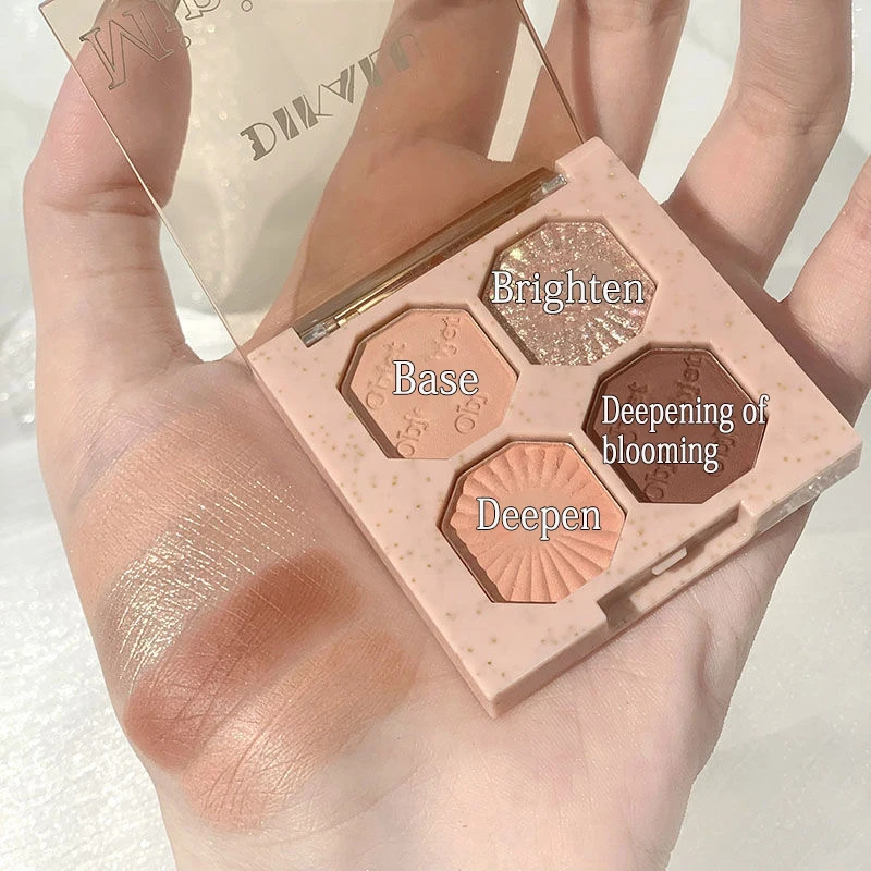 Vierfarbige Lidschatten-Palette in Schokoladenbraun, Tägliche Leuchtende Glänzende Matte Erdtöne, Wasserfester Glitzer-Schimmer-Lidschatten – Detail 13